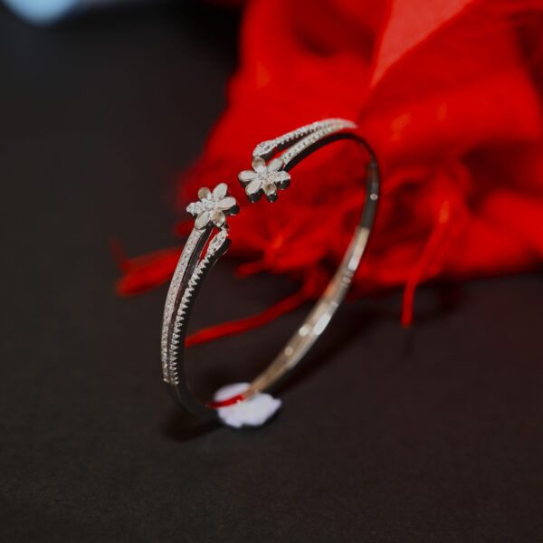 Silver Open flower Kada Bracelet
