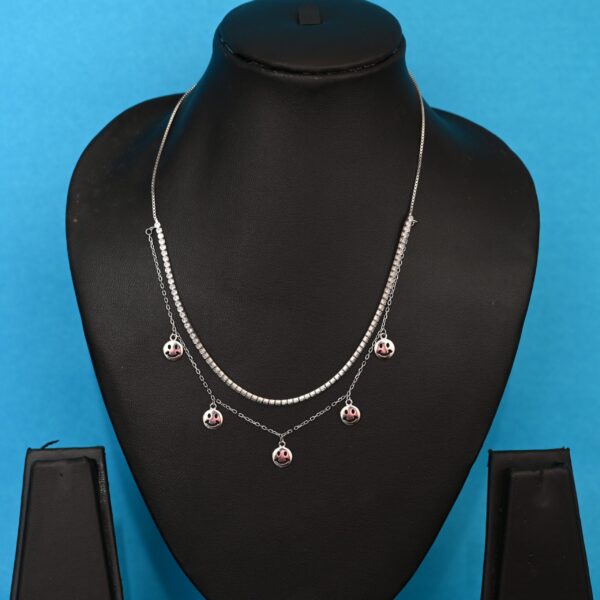 Silver Smiley Charm Necklace