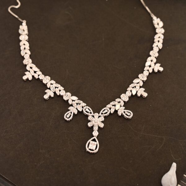 925 sterling silver Floral leaves necklace with earrings for women's and girls