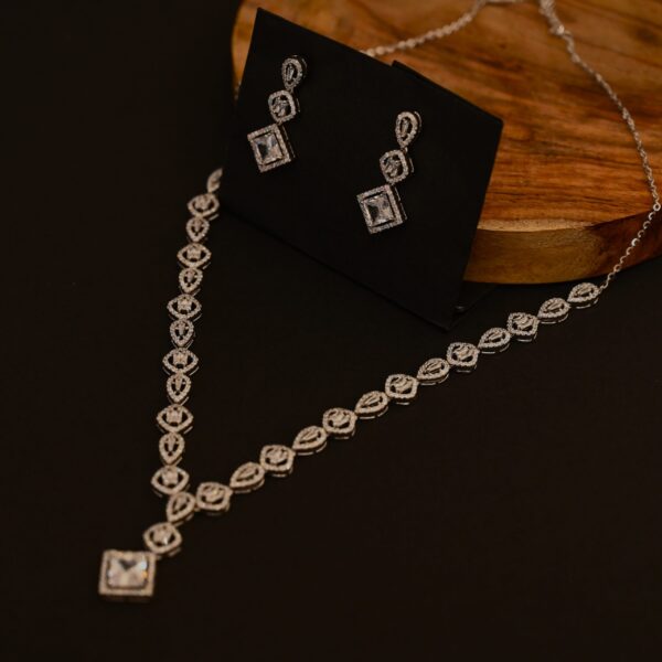 Princess Cut Necklace Set in 925 Silver