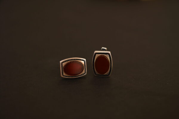 Men?s Brown?Stone Oval Cufflinks ? 925 Silver
