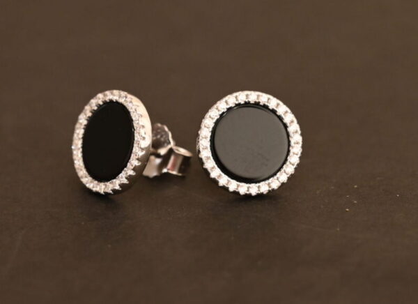 925 sterling silver Black stone studs for women's and girls