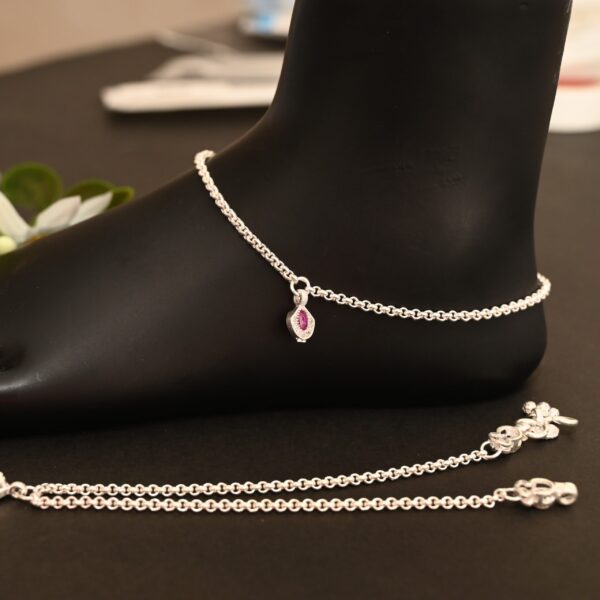 minimal design silver anklets