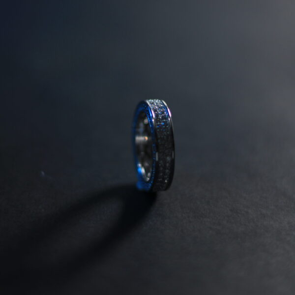 Shiny ring on dark background.