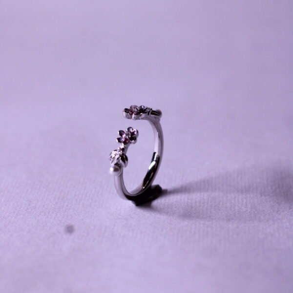 925 Sterling Silver pink flower ring for women's and girls