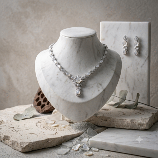 Light weight silver necklace set with earrings