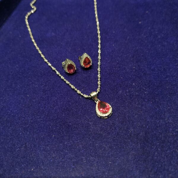 925 sterling silver red ruby pendant set for girls and womens