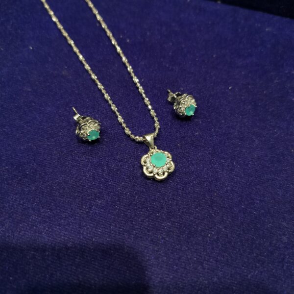 925 sterling silver Blue stone pendant set for girls and womens