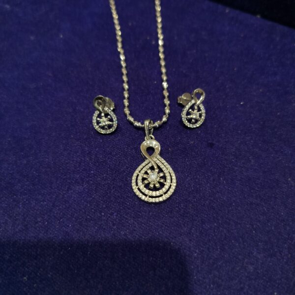 Sterling Silver floral pendant set for girls and womens