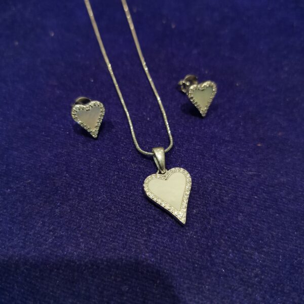 925 sterling silver heart mop pendant set for girls and womens