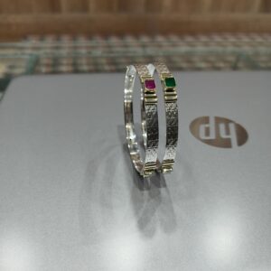 Antique pure silver bangles with ancient art (pair of 2)