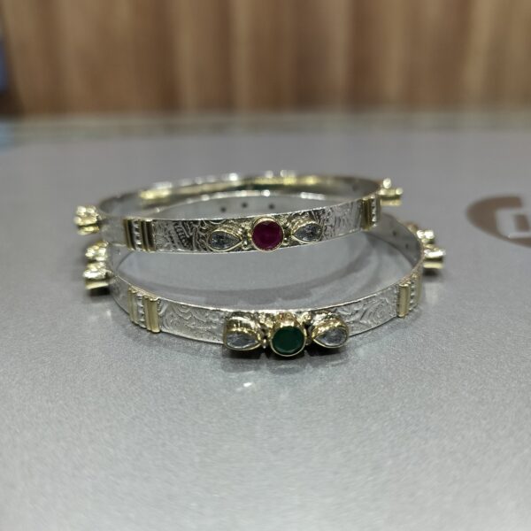 Pure silver flower pair of bangles 
best gift for her