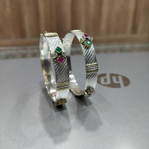 golden plated bangles in pure silver 
gifts, party wear