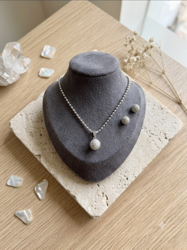 ✨ Chic Silver Ball Pendant Necklace and Matching Stud Earrings Set | 💎 Certified Hallmark Silver Jewelry | She Shine Silver